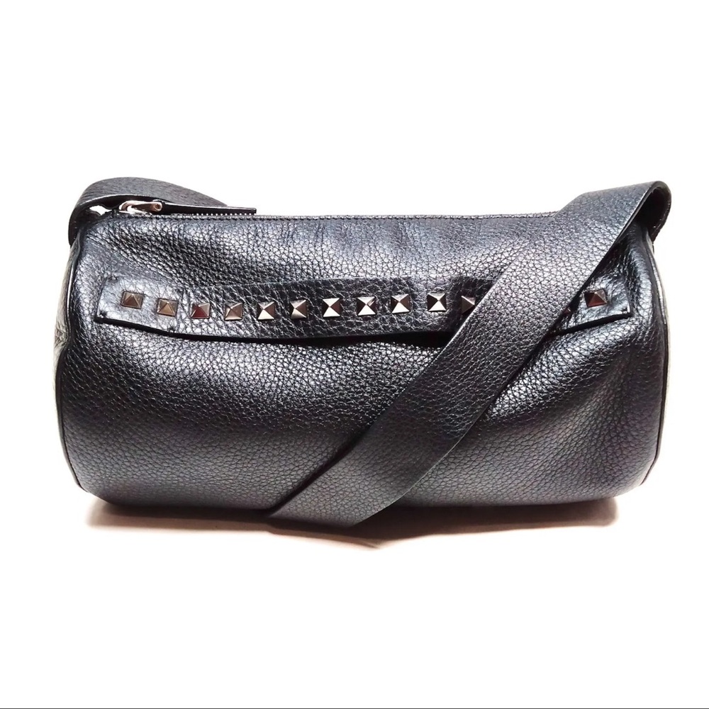 AUTH Valentino Garavani Rockstud Crossbody Bag Black Leather